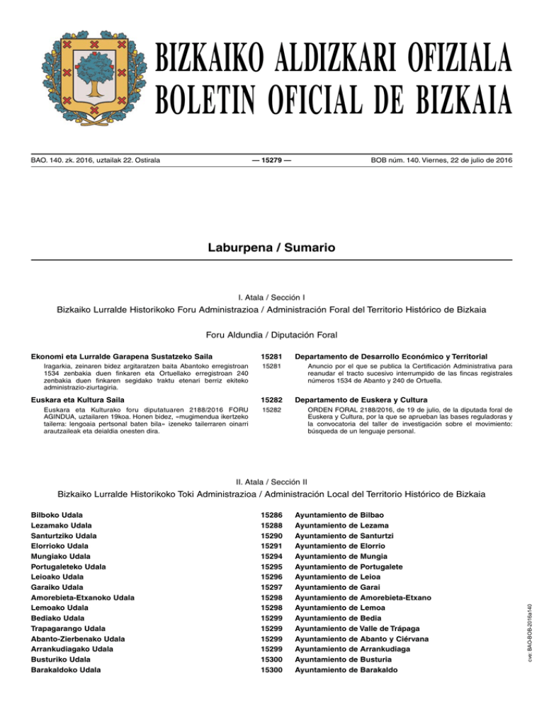 Bizkaiko Aldizkari Ofiziala Boletin Oficial De Bizkaia