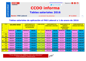 Tablas salariales de aplicación al PAS Laboral a 1 de enero de