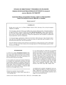 EFICACIA DE INSECTICIDAS Y FRECUENCIA DE APLICACIÓN