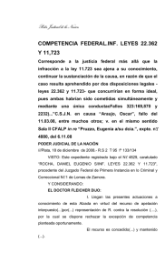 Poder Judicial de la Nación COMPETENCIA FEDERAL.INF. LEYES