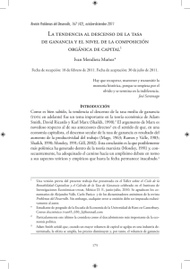 La tendencia al descenso de la tasa de ganancia y el nivel de la