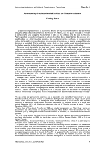 Autonomia y Sociedad en la Estética de Theodor Adorno.