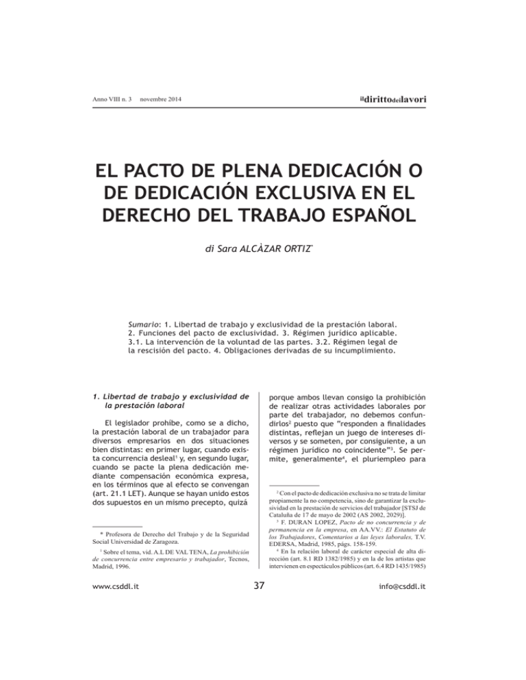El Pacto De Plena Dedicaci n O De Dedicaci n Exclusiva En El