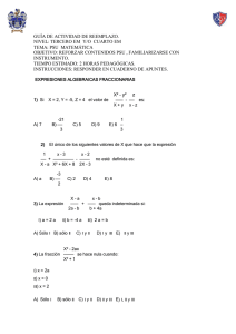 Test PSU expresiones algebraicas