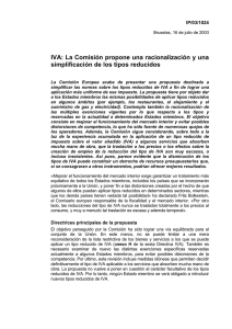 IVA: La Comisión propone una racionalización y una