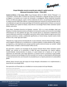 AGUA Grupo Rotoplas anuncia acuerdo para adquirir capital social