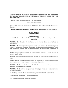 Ley de Aparceria Agricola y Ganadera del Estado de Guanajuato.