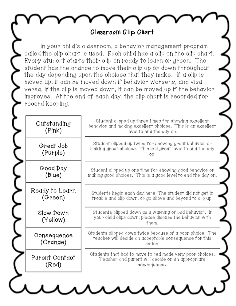 Classroom Clip Chart In Your Child s Classroom A Behavior