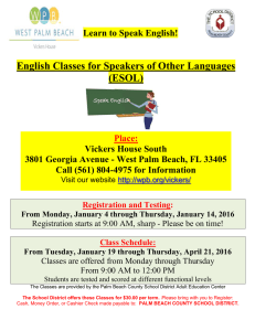 English Classes for Speakers of Other Languages (ESOL)