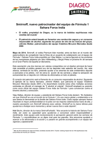 Smirnoff, nuevo patrocinador del equipo de Fórmula 1 Sahara Force