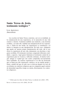 Santa Teresa de Jesús, testimonio teológico