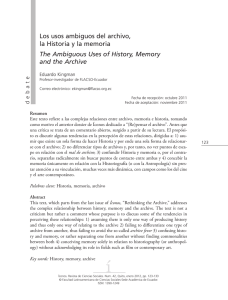 Los usos ambiguos del archivo, la Historia y la memoria
