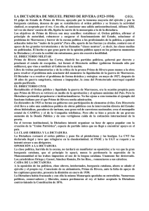 LA DICTADURA DE MIGUEL PRIMO DE RIVERA (1923