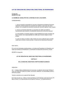 ley de creación del banco multisectorial de inversiones