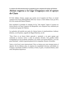 Atenas regresa a la Liga Uruguaya con el apoyo de Claro