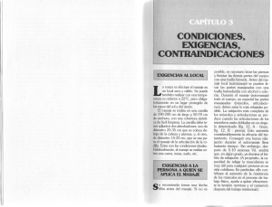 Capitulo 3, Condiciones, Exigencias y Contraindicaciones