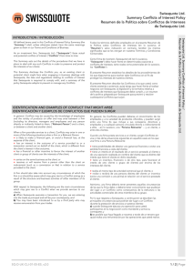 Swissquote Ltd. Summary Conflicts of Interest Policy Resumen de la