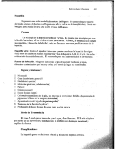 Hepatitis Representa una enfermedad inﬂamatoria del hígado. ¡Se