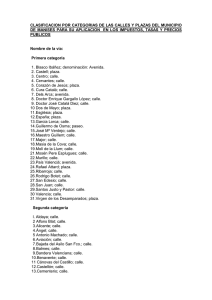 clasificacion por categorias de las calles y plazas del municipio de