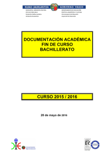 Documentación académica fin de curso (bachillerato) 2015-2016