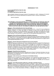 Ordenanza Nº 1076 - Municipalidad de Barranco
