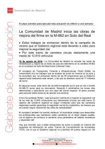 La Comunidad de Madrid inicia las obras de mejora del firme en la