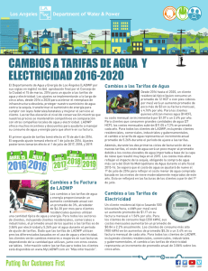 CAMBIOS A TARIFAS DE AGUA Y ELECTRICIDAD 2016-2020