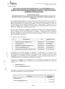 ACTA EVALUACIÓN DE PROPUESTAS Y OTORGAMIENTO DE