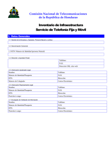 Inventario de Infraestructura Servicio de Telefonía Fija y Móvil