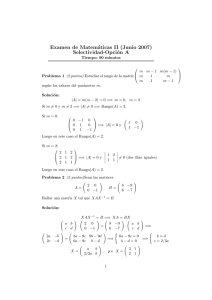 Examen de Matemáticas II (Junio 2007) Selectividad