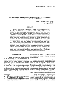 usa Y IVIAr"EJO DE FERTILIZANTES EN EL CUL TIVO DE LA PAPA