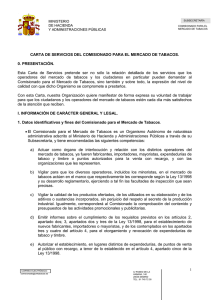 Carta de servicios del Comisionado para el Mercado de Tabacos