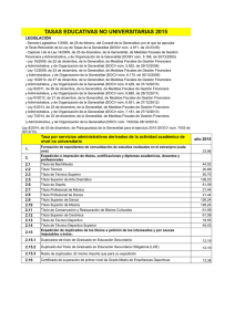 TASAS EDUCATIVAS NO UNIVERSITARIAS 2015