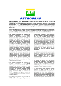 petrobras dio a conocer el resultado por el tercer