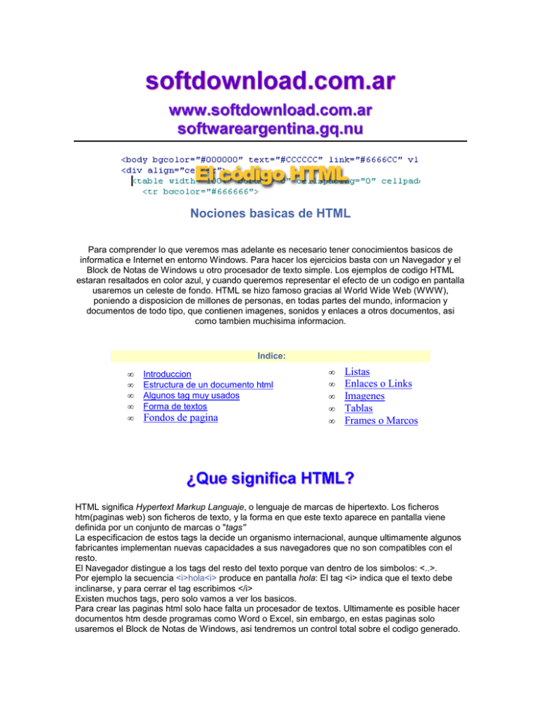 Nociones basicas de HTML