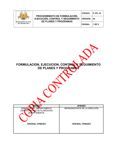 formulacion, ejecucion, control y seguimiento de planes y programas