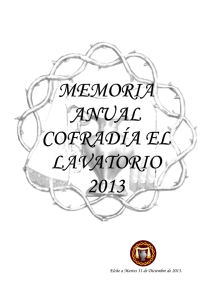 Memoria anual Cofradía El Lavatorio 2013