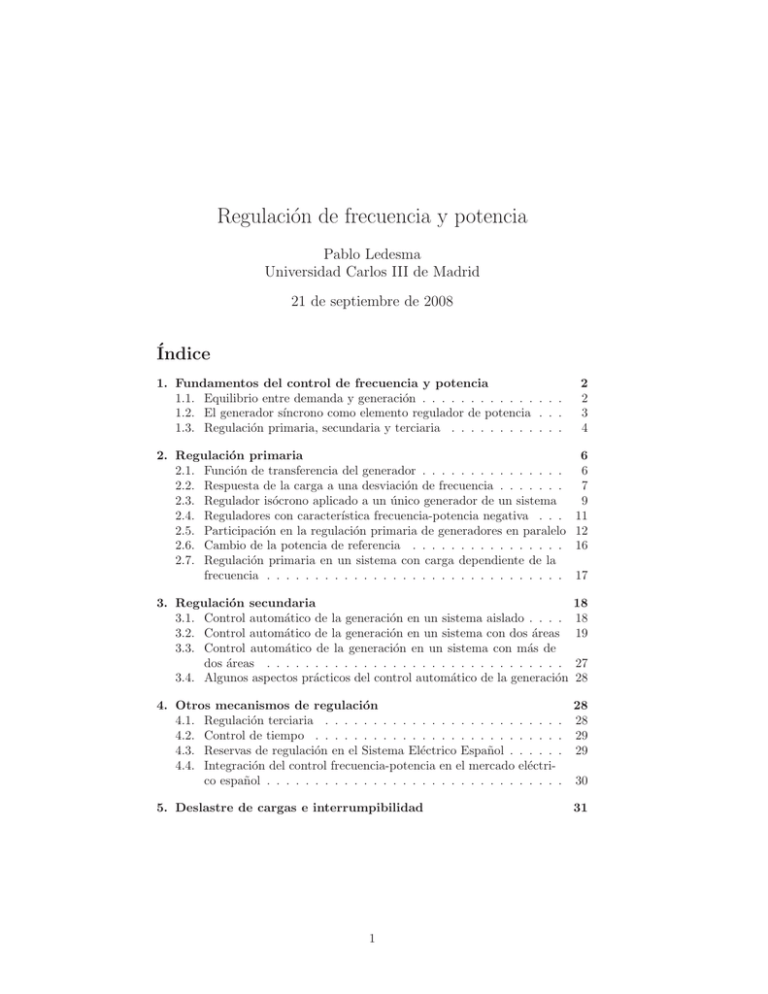 Regulación De Frecuencia Y Potencia