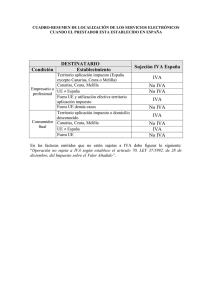 DESTINATARIO Sujeción IVA España Condición Establecimiento