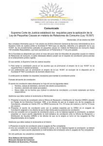 Comunicado de Prensa Requisitos para la aplicación de la Ley de