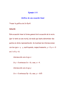Ejemplo 2-5 Gráfica de una ecuación lineal Trazar la gráfica de 2x