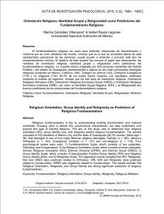 Orientación Religiosa, Identidad Grupal y - Psicología-UNAM