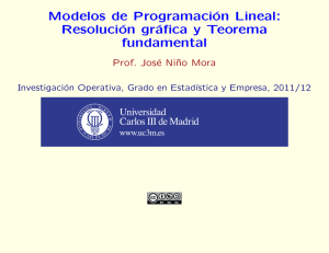 Modelos de Programación Lineal: Resolución gráfica y Teorema