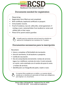 Documents needed for registration Documentos necesarios para la