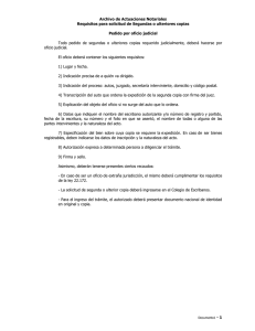 Archivo de Actuaciones Notariales Requisitos para solicitud de