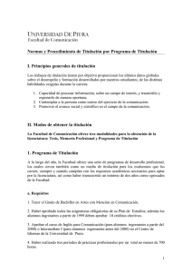 Normas y Procedimiento de Titulación por Programa de Titulación I