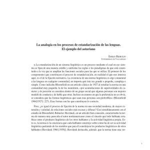 La analogía en los procesos de estandarización de las lenguas. El