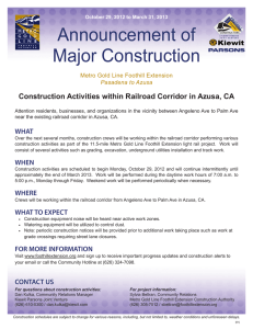 Announcement of Major Construction
