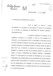 Proyecto de Ley - Ministerio de Trabajo, Empleo y Seguridad Social