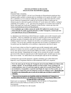 ESCUELAS PUBLICAS DE SALEM SOLICITUD DE TRANSPORTE